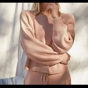 LUNYA Cozy Organic Cotton Silk Reversible Pullover, Tan, Size M